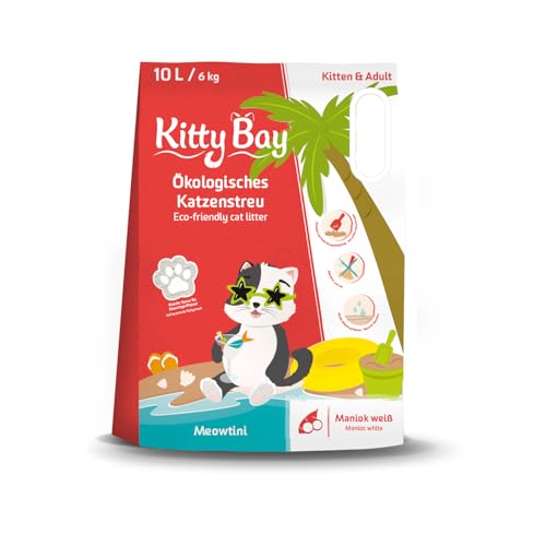 Kitty Bay – Meowtini – ÖKO Katzenstreu klumpend und staubfrei, Maniok weiß, 10 Liter von KittyBay