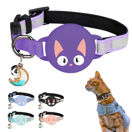 Kittytag Katzenhalsband mit Zubehör, Kompatibel mit Apple AirTag Reflektierend und Klar GPS Katze mit Anti-Erstickung, verstellbar, GPS AirTag nicht enthalten von KittyTag