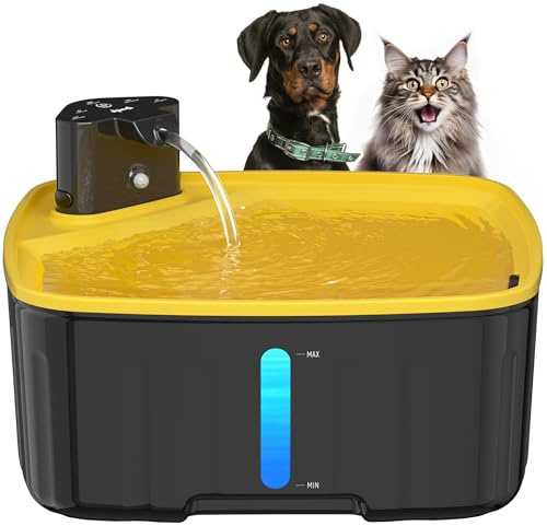 Trinkbrunnen für Hunde Kabellos, 8L/ 270 oz Grosse Hundebrunnen/Katzenbrunnen mit Bewegungsmelder, Hunde Trinkbrunnen Kabellos mit Akku 5000mAh,KIT-HSZG10-LG-EC von Kittyspout