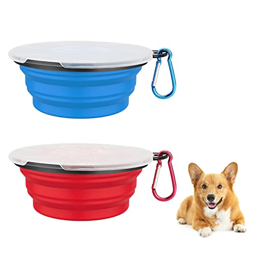 Foldable Dog Bowl,Silicone Water Bowls,Haustier Hundenapf Mit Deckel,Hund Reisenäpfe Tragbar,Faltbare Reisenäpfe,Portable Leak Proof Travel Bowls,Tragbare Silikon Trinkschale,Faltbar Hundenapf,Kiuiom von Kiuiom