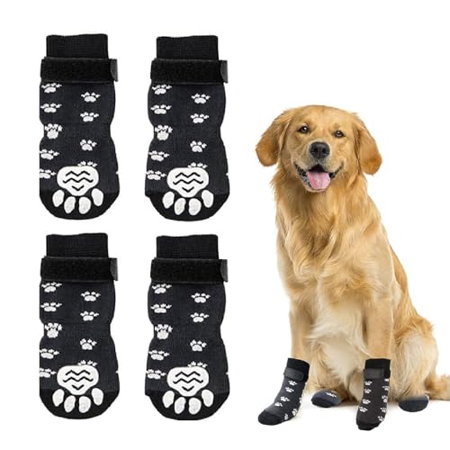 Hundesocken Anti-Rutsch,Pfotenschutz Haftsocken,Krallenschutz für Hunde 2 Paar Schuhe Hund Outdoor mit Klettverschlus für Hunde und Katzen Haustier Socken von Kiuiom