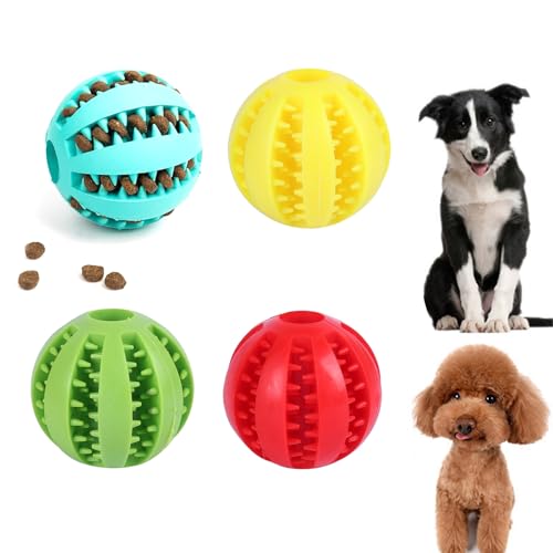 Kiuiom 4PC Hundeball,Futterball Für Hunde,Hunde Spielsachen,Hundeball Kauspielzeug Für Leckerli,Hundespielzeug Intelligenz Ball,Welpenspielzeug Hundezubehör,5CM von Kiuiom