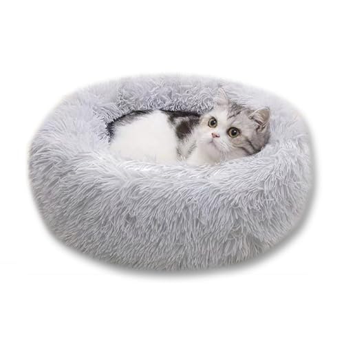 Kiuiom Donut Haustierbett, Plüsch Haustierbett, Katzenbett Flauschig, Hundebett Rund Rund Hundekissen Katzenkorb Schlafen Katzenschlafplatz Plüsch Katzenkissen Hundekissen Waschbar Welpenbett 40cm von Kiuiom