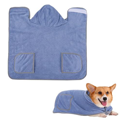 Super Saugfähiger Badetuch Hund,Hunde Trockenmantel,Hundebademantel Aus Mikrofaser,Hundehandtuch Schnell Trocknend,Bademantel Für Hunde,Für Hunde Und Katzen,Blau,60 * 60CM,Kiuiom von Kiuiom