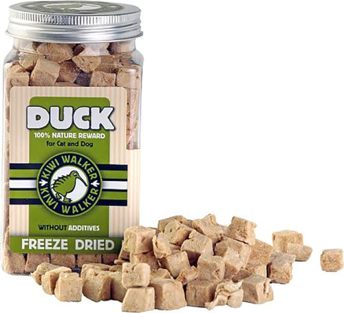 KIWI WALKER Gefriergetrocknete, getreidefreie Snack Duck Cubes Katzen- und Hunde-Leckerlis – 80 g von Kiwi Walker