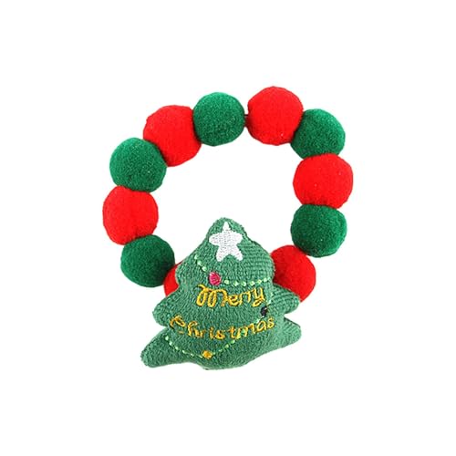 Kixolazr Weihnachts-Katzenhalsband,Katzen-Weihnachtshalsband - Krawattenhalsband für Katzen mit rot-grüner Kugel | Weihnachten Haustier Weihnachtsbaum Schmuck weiche Katze Coutume Zubehör für Katzen von Kixolazr