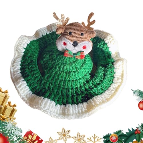 Kixolazr Weihnachtsmütze für Hunde, Weihnachtsmütze für Katzen,Welpen-Kopfbedeckung Fotografie-Requisiten - Weihnachtsmann Cosplay Hut mit Elch für Katze Wolle Stricken Kopfbedeckung Fotografie von Kixolazr