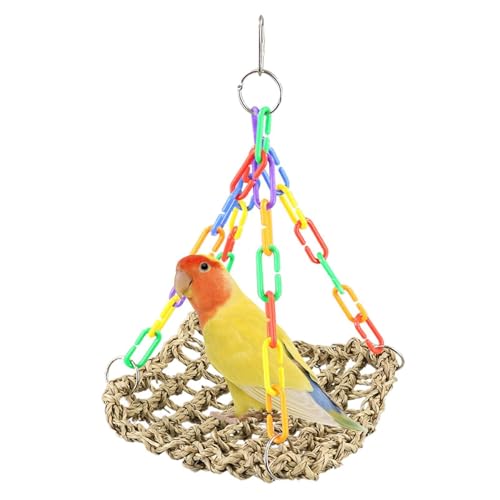 Kixolazr enhängematte Swing, Hängemattenschwung für Vögel | Weave Seilhang Swing | Lounger, farbenfrohe Kauspielzeug, Vögel Käfigzubehör für Sittiche Conure Cockatiel von Kixolazr