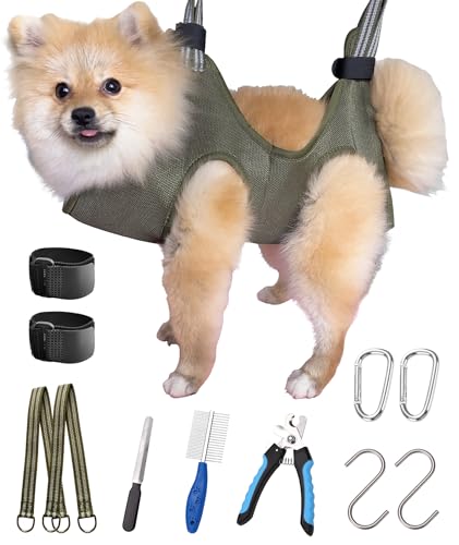 Kkiimatt 10-in-1 Haustierpflege-Hängematten-Geschirr mit Nagelknipser/Trimmer, Nagelfeile, Kamm, Hunde-Nagelschneide-Hängematte, Hundepflege-Schlinge zum Schneiden von Nägeln Kkiimatt 10-in-1 Haustierpflege-Hängematten-Geschirr mit Nagelknipser/Trimmer, Nagelfeile, Kamm, Hunde-Nagelschneide-Hängematte, Hundepflege-Schlinge zum Schneiden von Nägeln von Kkiimatt