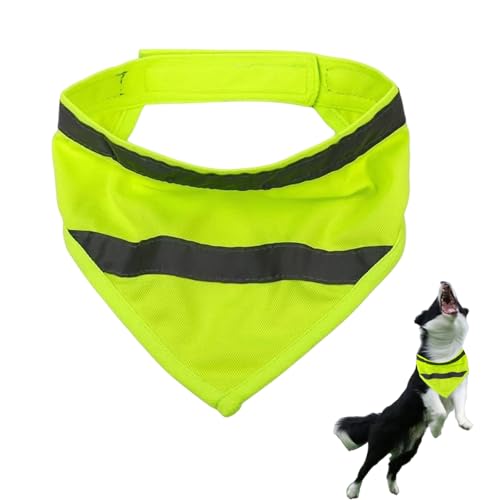 Reflektierendes Hundehalstuch, Verstellbarer Dreieckstuch für Haustiere, Sicherheit bei Nacht für Katzen und Hunde, Sicherheit Reflektierende Lätzchen, Kopftücher Hund Bandanas(L Fluorescent Grün) von KkvoGmle