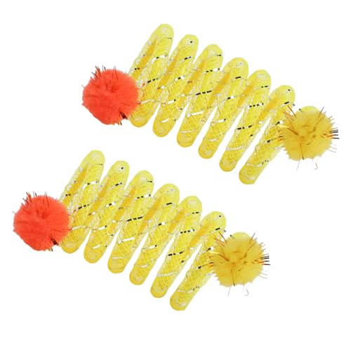 2 x tragbare, federnde Spulen, buntes Katzenspielzeug mit Plüsch-Design, für den Innen- und Außenbereich, Haustier-Spiel-Spielzeug, Zubehör 2 x tragbare, federnde Spulen, buntes Katzenspielzeug mit Plüsch-Design, für den Innen- und Außenbereich, Haustier-Spiel-Spielzeug, Zubehör von Klaisy