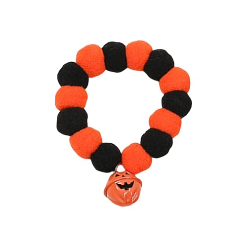 Klaisy Halloween-Kostüm für Hunde und Katzen, Halsschmuck, Kürbis-Halsband, Halskette, Haustier-Geburtstagszubehör, Hundehalsband, weiche Pompons Klaisy Halloween-Kostüm für Hunde und Katzen, Halsschmuck, Kürbis-Halsband, Halskette, Haustier-Geburtstagszubehör, Hundehalsband, weiche Pompons von Klaisy