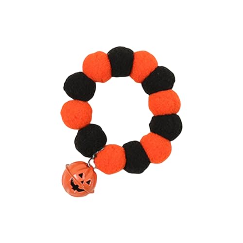 Klaisy Halloween-Kostüm für Hunde und Katzen, Halsschmuck, Kürbis-Halsband, Halskette, Haustier-Geburtstagszubehör, Hundehalsband, weiche Pompons Klaisy Halloween-Kostüm für Hunde und Katzen, Halsschmuck, Kürbis-Halsband, Halskette, Haustier-Geburtstagszubehör, Hundehalsband, weiche Pompons von Klaisy