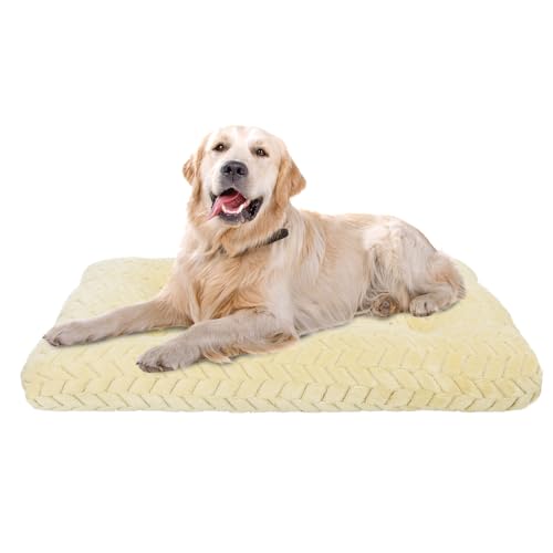 Klamklovf Hundebetten, Größe XL, waschbar, 106,7 cm, Deluxe, bequem, flauschig, rutschfeste Unterlage für Hunde bis zu 40,8 kg, Beige, Größe L (106,7 x 68,6 x 11,9 cm) von Klamklovf