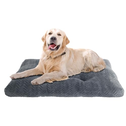 Klamklovf Hundebetten, Größe XL, waschbar, 106,7 cm, Deluxe, bequem, flauschig, rutschfeste Unterlage für Hunde bis zu 40,8 kg, Grau, Größe L (106,7 x 68,6 x 11,9 cm) von Klamklovf