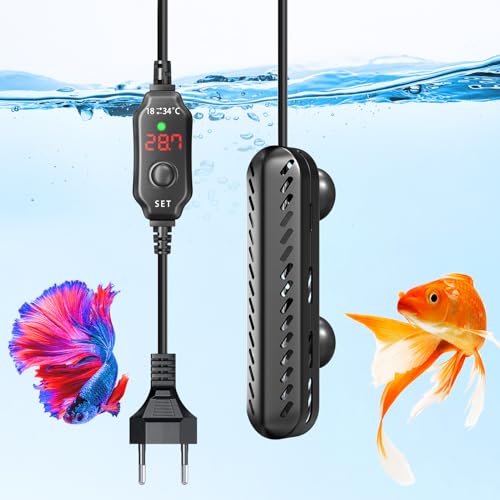 Klarlight 50W Aquarium Heizung, Temperatur Einstellbare Aquarium Heizer Mit Saugnäpfen, Temperaturanzeige Heizstab Aquarium, Thermostat, Einstellbare Temperatur Aquarienheizer für Fischtanks von Klarlight