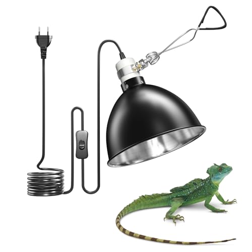 Klarlight E27 Reflektorlampe Terrarium 200W Dome Lampe 8.5" Wärmelampen Schildkröten AC220-240V Reptilien Lampenschirm für Terrarium, Eidechsen, mit Haken und Klammern (Keine Glühbirne) von Klarlight