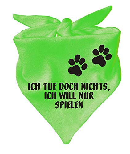 Hunde Dreiecks Halstuch (Fb: Lime) (Gr. 2 (68 cm)) Ich tue doch Nichts ich Will nur Spielen von Kleiner Fratz