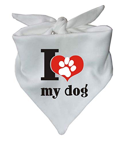 Hunde Dreiecks Halstuch (Fb: Weiss) (Gr. 2 (68 cm)) I Love My Dog von Kleiner Fratz