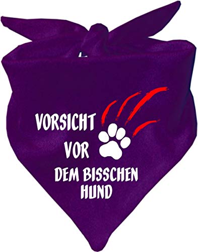 Hunde Dreiecks Halstuch (Fb: dunkellila) (Gr. 1 (55 cm)) Vorsicht vor dem bisschen Hund von Kleiner Fratz