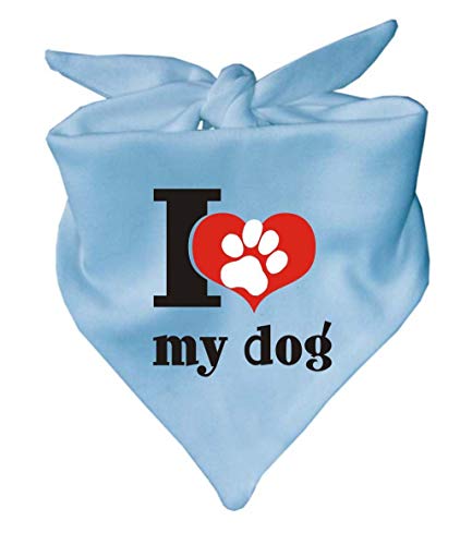 Hunde Dreiecks Halstuch (Fb: hellbau) (Gr. 2 (68 cm)) I Love My Dog von Kleiner Fratz