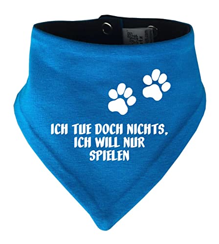 Hunde Wende- Halstuch Multicolor (Fb: Atoll-Navy) (Gr.1 - HU 27-30 cm) Ich tue doch Nichts ich Will nur Spielen von Kleiner Fratz