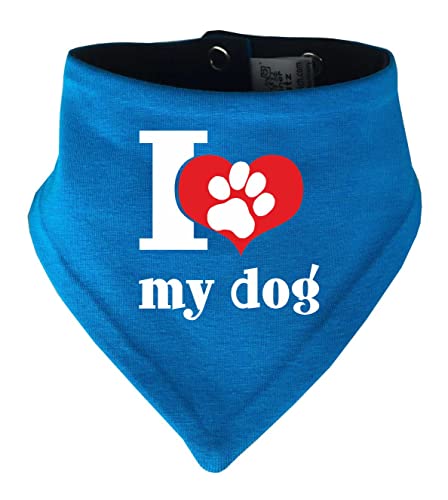 Hunde Wende- Halstuch Multicolor (Fb: Atoll-Navy) (Gr.3 - HU 36-42 cm) I Love My Dog von Kleiner Fratz