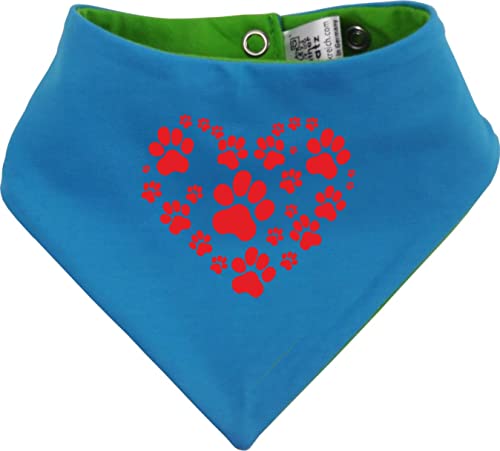 Hunde Wende- Halstuch Multicolor (Fb: Lime-royal) (Gr.4 - HU 45-52 cm) Herz aus Pfoten von Kleiner Fratz