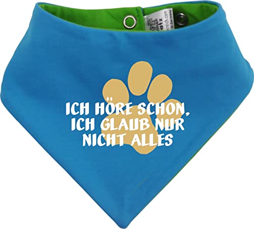 Hunde Wende- Halstuch Multicolor (Fb: Lime-royal) (Gr.5 - HU 52-60 cm) Ich höre Schon, ich Glaub nur Nicht Alles von Kleiner Fratz