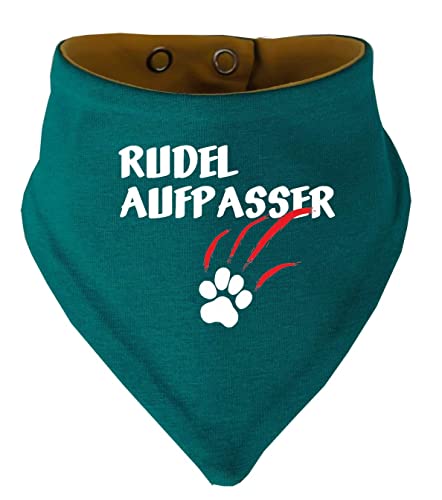 Hunde Wende- Halstuch Multicolor (Fb: Petrol-gelb(Gr.2 - HU 31-35 cm) Rudelaufpasser von Kleiner Fratz