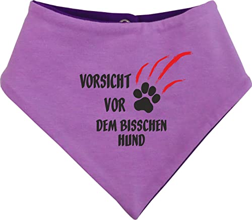 Hunde Wende- Halstuch Multicolor (Fb: lila-Flieder) (Gr.3 - HU 36-42 cm) Vorsicht vor dem bisschen Hund von Kleiner Fratz