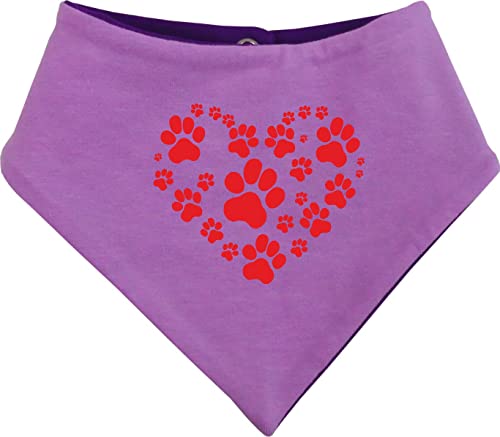 Hunde Wende- Halstuch Multicolor (Fb: lila-Flieder) (Gr.5 - HU 52-60 cm) Herz aus Pfoten von Kleiner Fratz