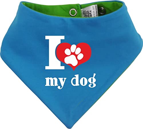 Kleiner Fratz Hunde Wende- Halstuch Multicolor (Fb: Lime-Atoll) (Gr.5 - HU 52-60 cm) I Love My Dog von Kleiner Fratz