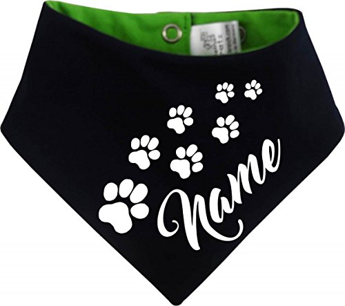 beidseitiges Multicolor Hunde Wende- Halstuch (Fb: Navy-Lime) (Gr.1 - HU 27-30 cm) mit dem Namen Ihres Tieres von Kleiner Fratz