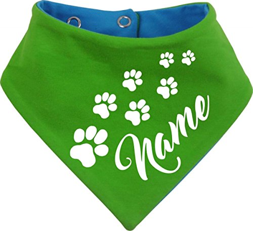 beidseitiges Multicolor Hunde Wende- Halstuch (Fb: Lime-royal) (Gr.1 - HU 27-30 cm) mit dem Namen Ihres Tieres von Kleiner Fratz