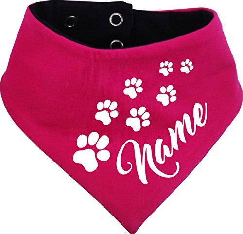 beidseitiges Multicolor Hunde Wende- Halstuch (Fb: pink-Navy) (Gr.2 - HU 31-35 cm) mit dem Namen Ihres Tieres von Kleiner Fratz