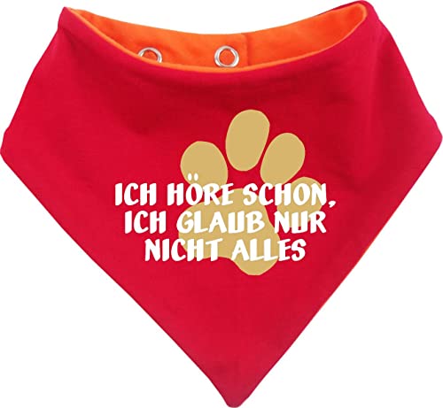 gestreiftes Hunde Wende- Halstuch (Fb: orange-Fuchsia) (Gr.1 - HU 27-30 cm) Ich höre Schon, ich Glaub nur Nicht Alles von Kleiner Fratz