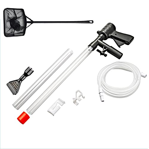 Kliplinc Aquarium-Staubsauger, schnelle Aquarium-Siphon-Reinigung, Algenschaber, Druckknopf, Wasserwechsler, Fischernetz-Set von Kliplinc