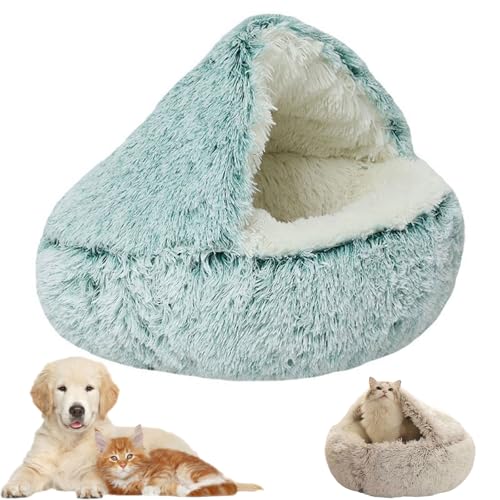 Dr Pfoten KuschelhöHle, KuschelhöHle Hund mit Kapuze, KuschelhöHle - Das Traumbett füR Ultimativen Komfort (Grün, M 60 cm) von Klortecer