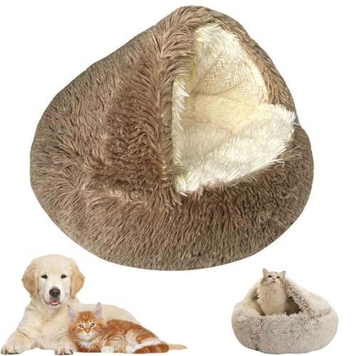 Dr Pfoten KuschelhöHle, KuschelhöHle Hund mit Kapuze, KuschelhöHle - Das Traumbett füR Ultimativen Komfort (Khaki, 2XL 100 cm) von Klortecer