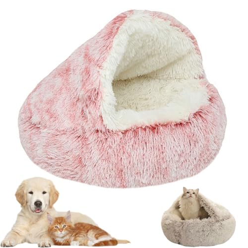 Dr Pfoten KuschelhöHle, KuschelhöHle Hund mit Kapuze, KuschelhöHle - Das Traumbett füR Ultimativen Komfort (Rosa, 2XL 100 cm) von Klortecer