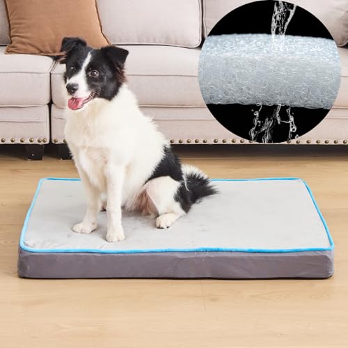 KmaxShip Hundebett für kleine Hunde, Luftfaserkern, 100 % atmungsaktiv und rückfedernd, waschbarer Kern und abnehmbarer Bezug (50,8 x 40,6 x 7,6 cm) von KmaxShip