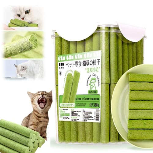 KnoRRS Cat Grass Teething Stick, Cat Grass Sticks, 60/80 PCS Cat Grass Teething Stick Hairballs, Cat Teeth Cleaning, Natural Grass Molar Rod for Cat Indoor (60 PCS) von KnoRRS