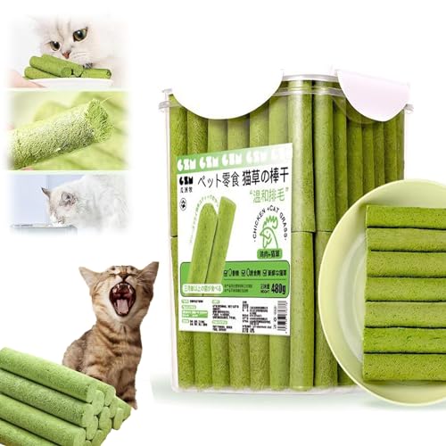 KnoRRS Cat Grass Teething Stick, Cat Grass Sticks, 60/80 PCS Cat Grass Teething Stick Hairballs, Cat Teeth Cleaning, Natural Grass Molar Rod for Cat Indoor (80 PCS) von KnoRRS