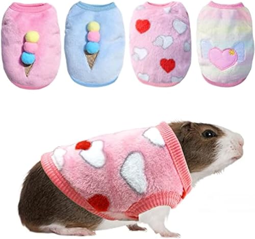 4 Stück Hasenkleidung für Kaninchen, Kleintiere, Meerschweinchen, warme Weste, Kleidung, Kostüm, weiches T-Shirt für Kätzchen, Frettchen, Chihuahua, Welpen, Mini-Hunde und Kleintiere (XS) (XXS) von KnoRRs