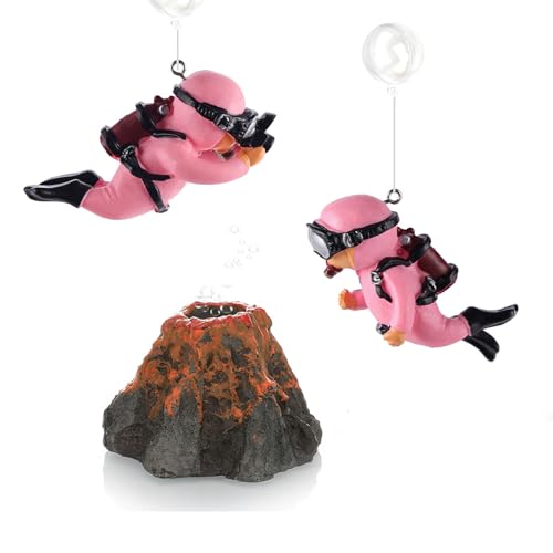 KnocKconK Adventure! Diver Floating Fish Tank Decorations, Cute Little Aquarium Decoration Fish Tank Decor, Retro Old Octopus Wrack Ornament Artificial Resin Accessories(Pink Divers Set) von KnocKconK