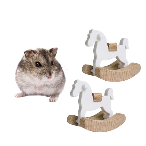 KnocKconK Hamster Holzspielzeug, Mini Holz Schaukelpferd, Kleintier Käfig Dekor, für Hamster, Rennmäuse, Mäuse und Kleintiere, Kreative Hamster Lebensräume Dekor, 2 Stück von KnocKconK