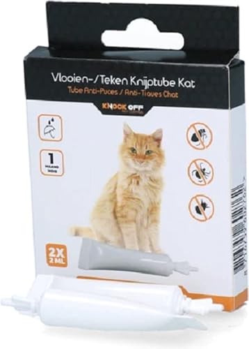 Knock Offlohzeckenpipette - Floh-Dip - Flohpipette – Antifloh - Für Katzen geeignet - Deutsche und Englische Gebrauchsanweisung - Giftfrei - Regen- und wasserfest - Bis zu 1 Monat wirksam - 2 x 2 ml von Knock Off Pest Control