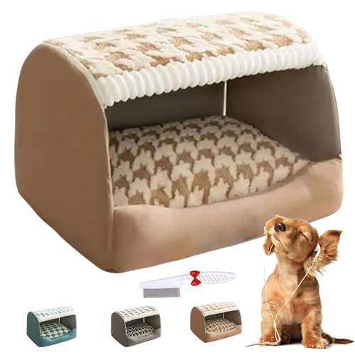 Doggocomfy Cozy Dog House, Cozy House Dog Bed, Inside Dog House with Removable Cushion, Comfy Cave Portable House for Small Medium Large Dogs (Brown, 2XL) von Knubbuf