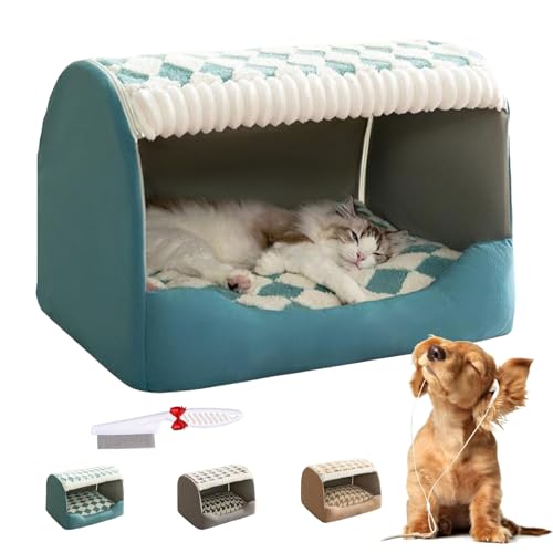 Doggocomfy Cozy Dog House, Cozy House Dog Bed, Inside Dog House with Removable Cushion, Comfy Cave Portable House for Small Medium Large Dogs (Green, 2XL) von Knubbuf